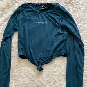alphalete long sleeve crop tie top